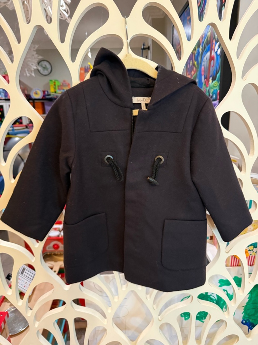 Toddler Black Hooded Pea Coat by Baby D